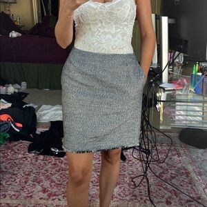 Navy & Silver Sparkle Tweed Skirt Banana Republic
